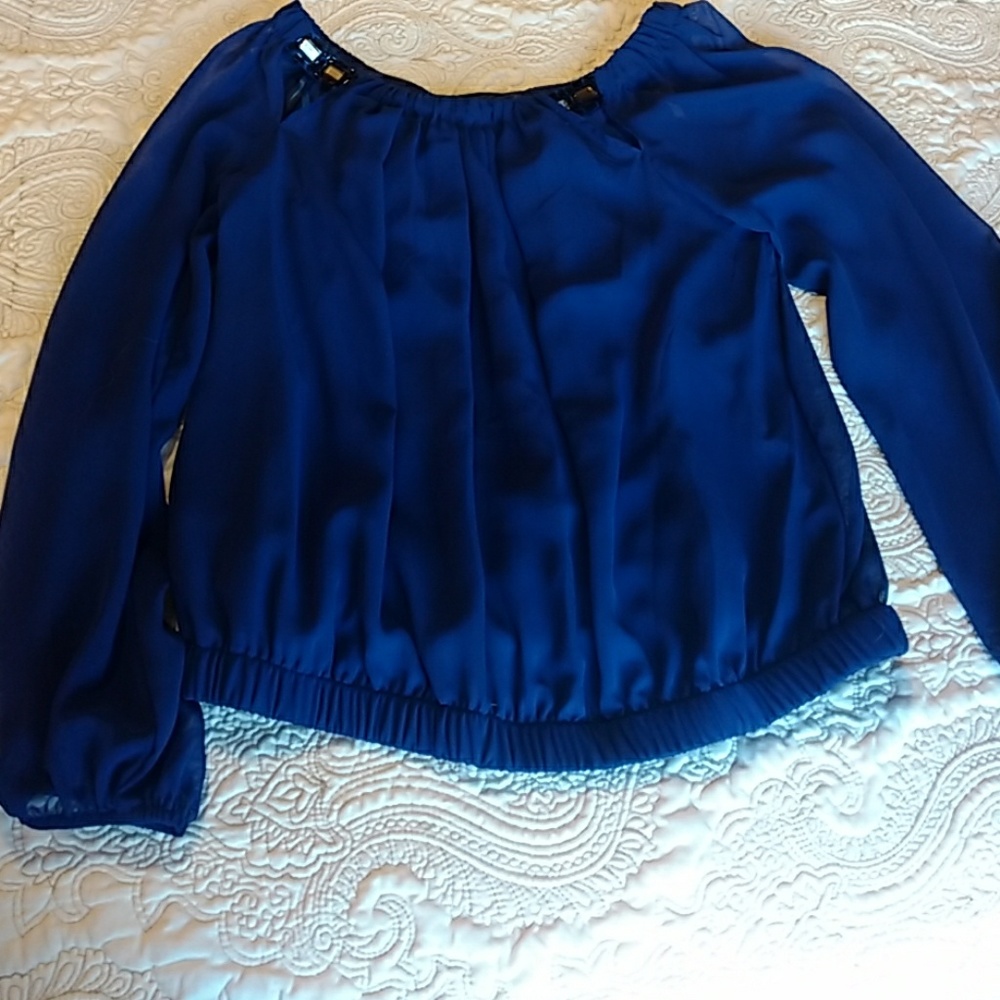 Blouse top blue off  shoulder or on